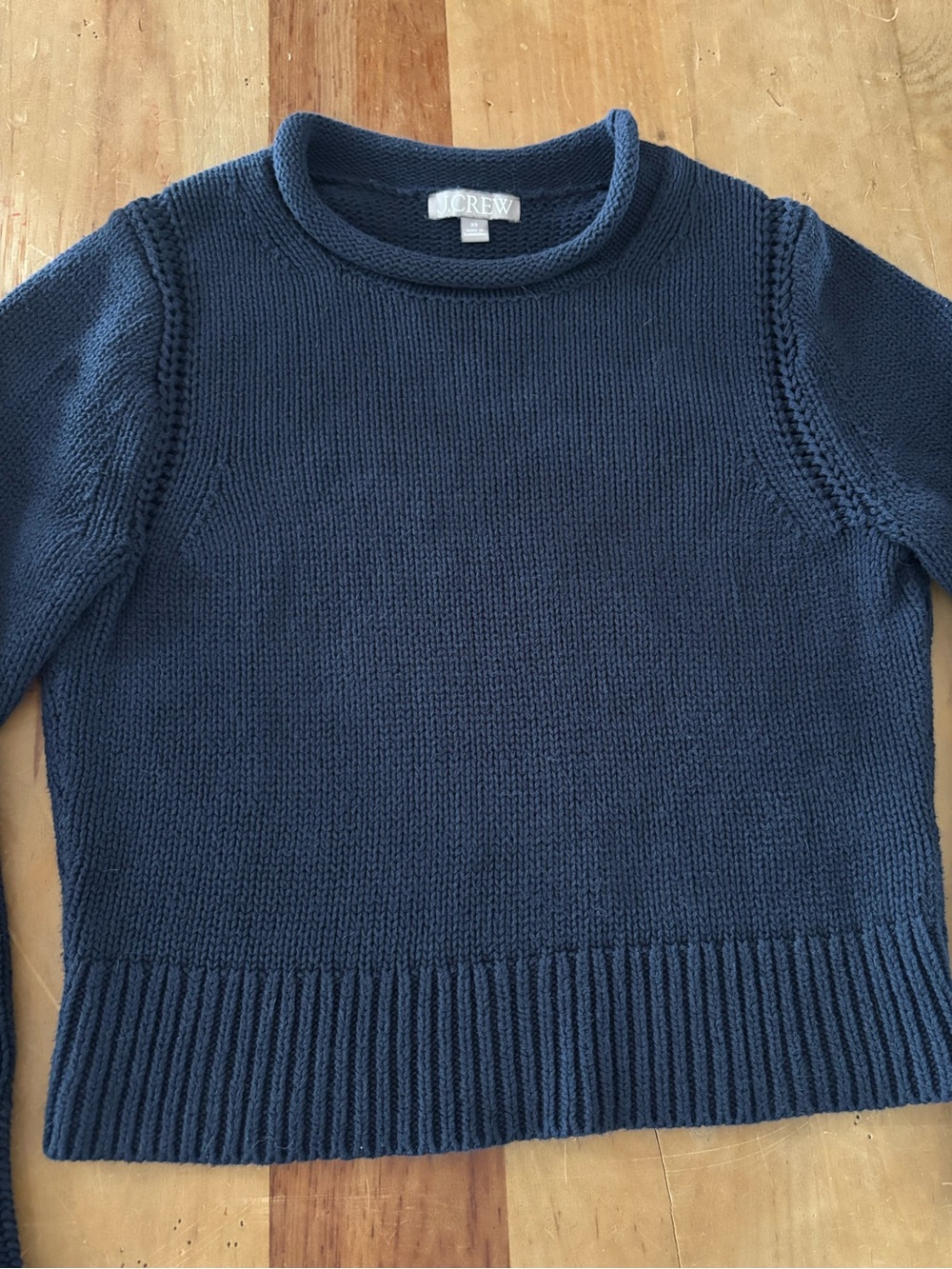J Crew Rollneck Sweater Navy Blue XS Boxy Crop fit